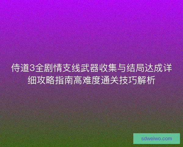 侍道3全剧情支线武器收集与结局达成详细攻略指南高难度通关技巧解析